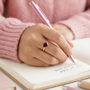 Cincin Perak Asli 925 Wanita Batu Red Garnet Alami Gina 4