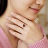 Cincin Perak Asli 925 Wanita Batu Red Garnet Alami Gina 5