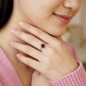 Cincin Perak Asli 925 Wanita Batu Red Garnet Alami Gina 5