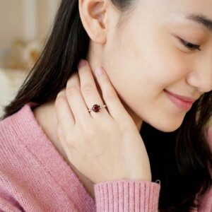 Cincin Perak Asli 925 Wanita Batu Red Garnet Alami Gina 6