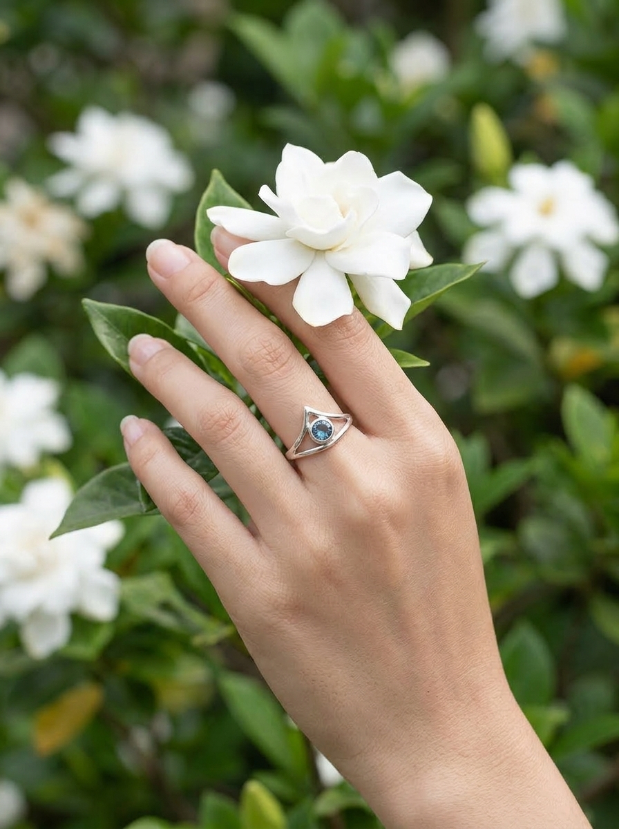 Cincin Wanita Perak 925 Natural Mini Sky Topaz Vivarini