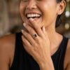 Cincin Wanita Perak Asli 925 Cincin Natural Black Onyx Metixora