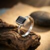 Cincin Wanita Perak Asli 925 Cincin Natural Black Onyx Metixora