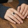 Cincin Wanita Perak Asli 925 Cincin Natural Black Onyx Metixora