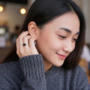 Cincin Wanita Perak Asli 925 Cincin Natural Black Onyx Tixora 3