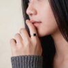 Cincin Wanita Perak Asli 925 Cincin Natural Black Onyx Tixora 5