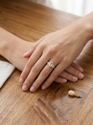 Cincin Wanita Perak Asli 925 Natural Citrine Paddio Tabur