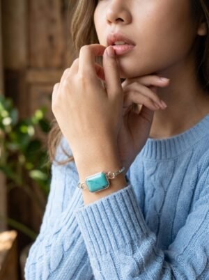 Gelang Bangle Wanita Perak 925 Natural Turquoise Bangelisa 3