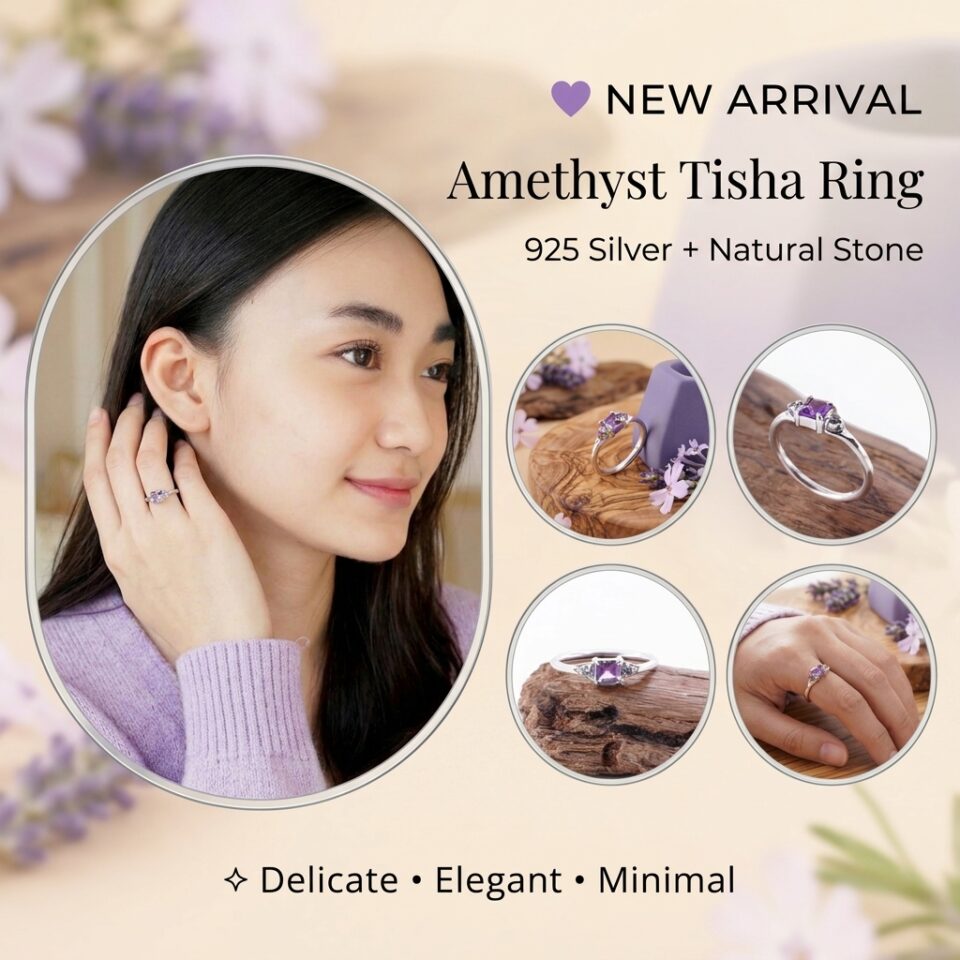 Toko Perak Bali Cincin Kecubung Amethyst Tisha