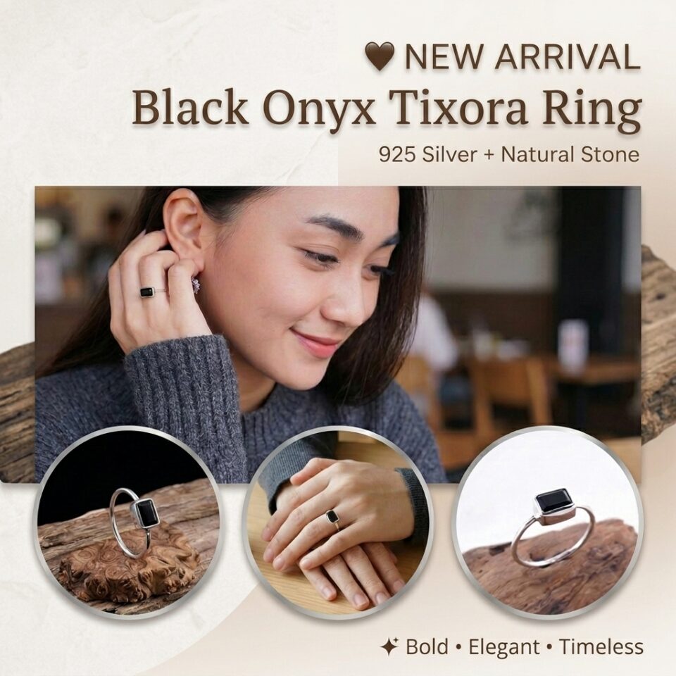 Toko Perak Bali Yulia Silver Cincin Black Onyx Tixora