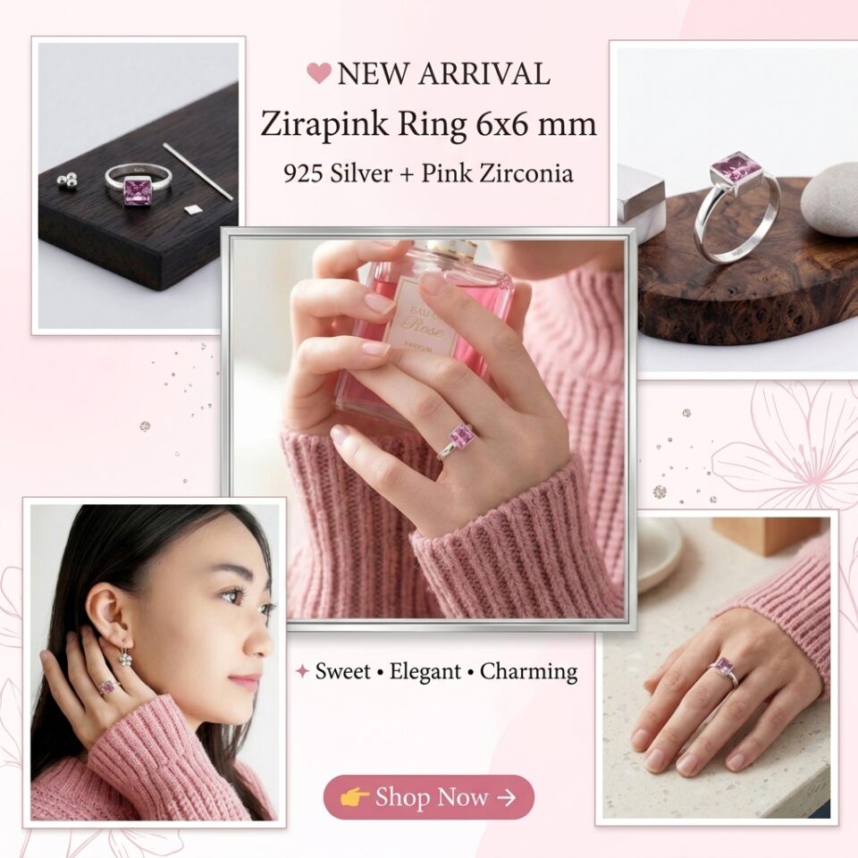 Toko Perak Bali Yulia Silver Cincin Wanita Pink Zirapink