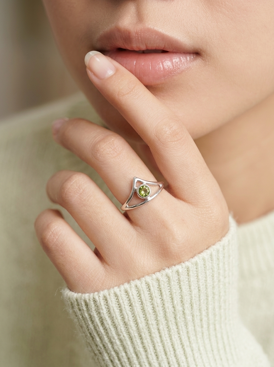 Cincin Wanita Perak 925 Natural Peridot Mini Vivarini 4