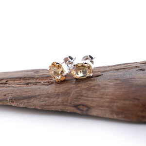 Anting Stud Wanita Perak Asli 925 Yellow Citrine Citarina 10