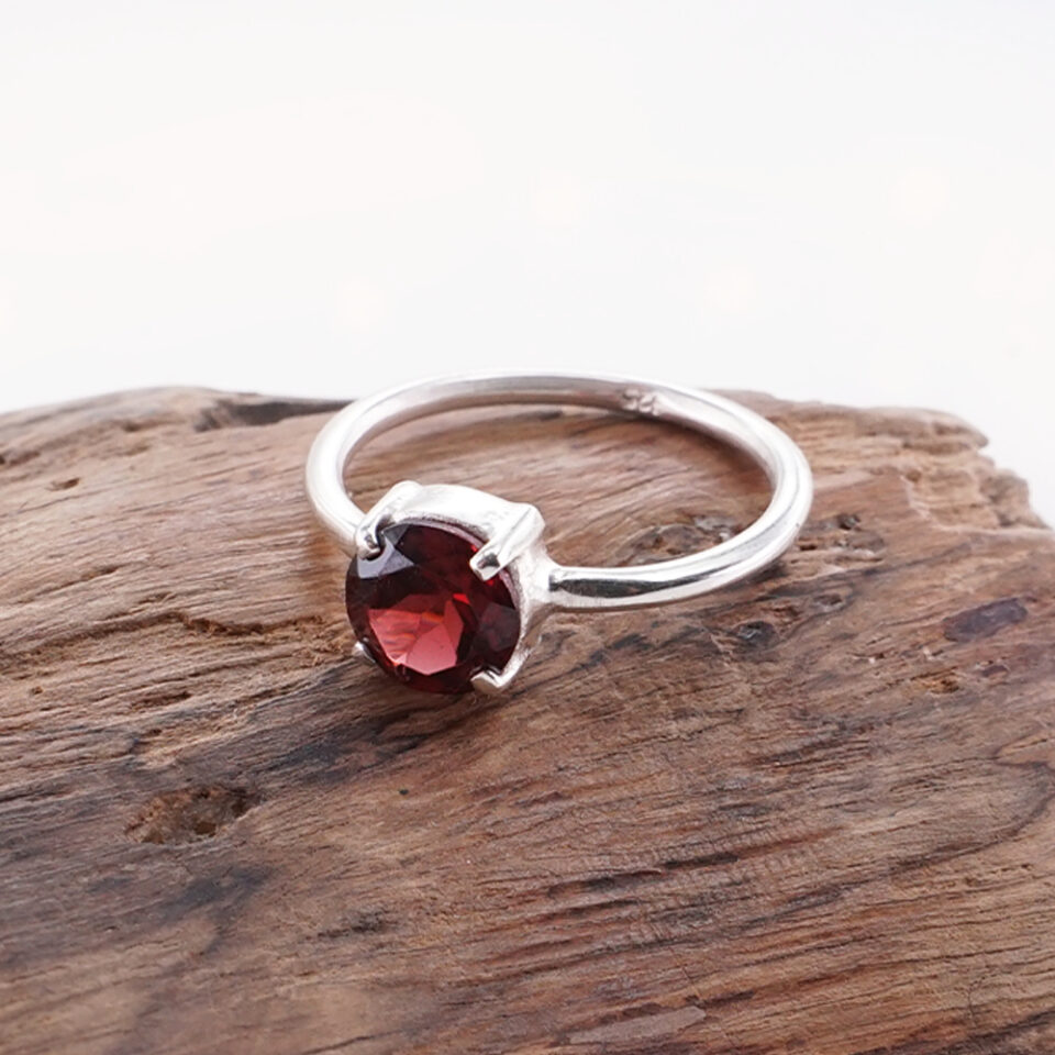 Cincin Perak Asli 925 Wanita Batu Red Garnet Alami Gina 1