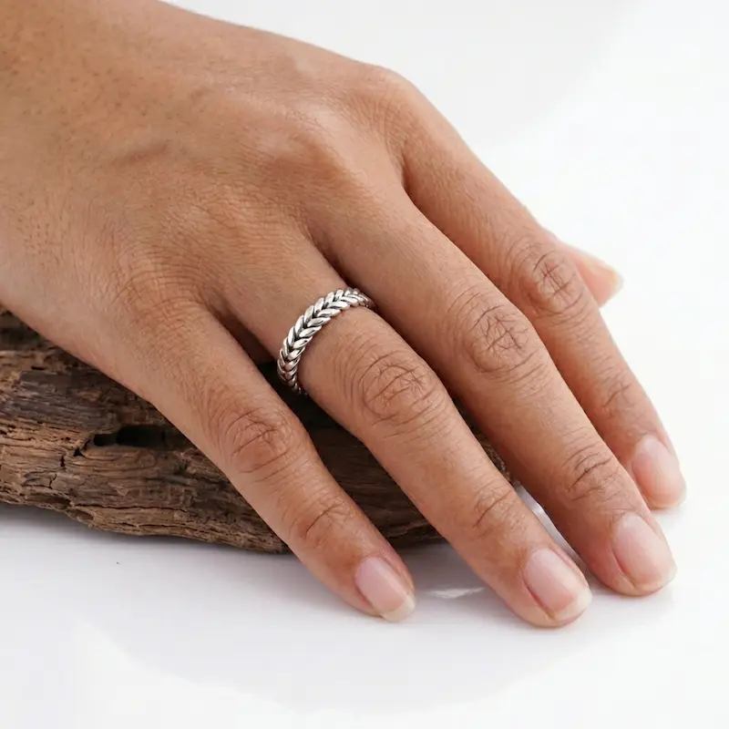 Cincin Simple Wanita - Pria Perak 925 Asli Ruas Jalin Bradha