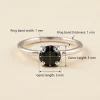 Detail batu permata hitam natural black onyx persegi 5x5mm pada cincin perak wanita