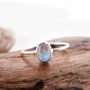 Cincin perak wanita 925 dengan batu biduri bulan natural tampak depan utama Yulia Silver Bali