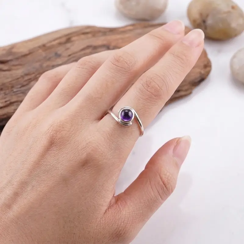 cincin perak 925 wanita batu permata amethyst