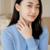 cincin wanita elegan batu biru natural