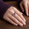 cincin wanita mewah batu tourmaline berkilau