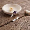 Cincin perak amethyst asli tabur zircon mini
