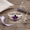 Cincin perak amethyst asli 925 tampak depan