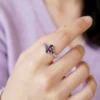 Detail batu natural amethyst cincin perak Bali