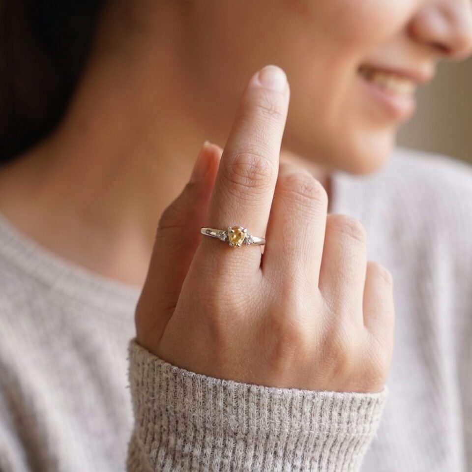 cincin wanita elegan perak 925 citrine