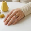 cincin wanita manis tabur batu kecil citrine