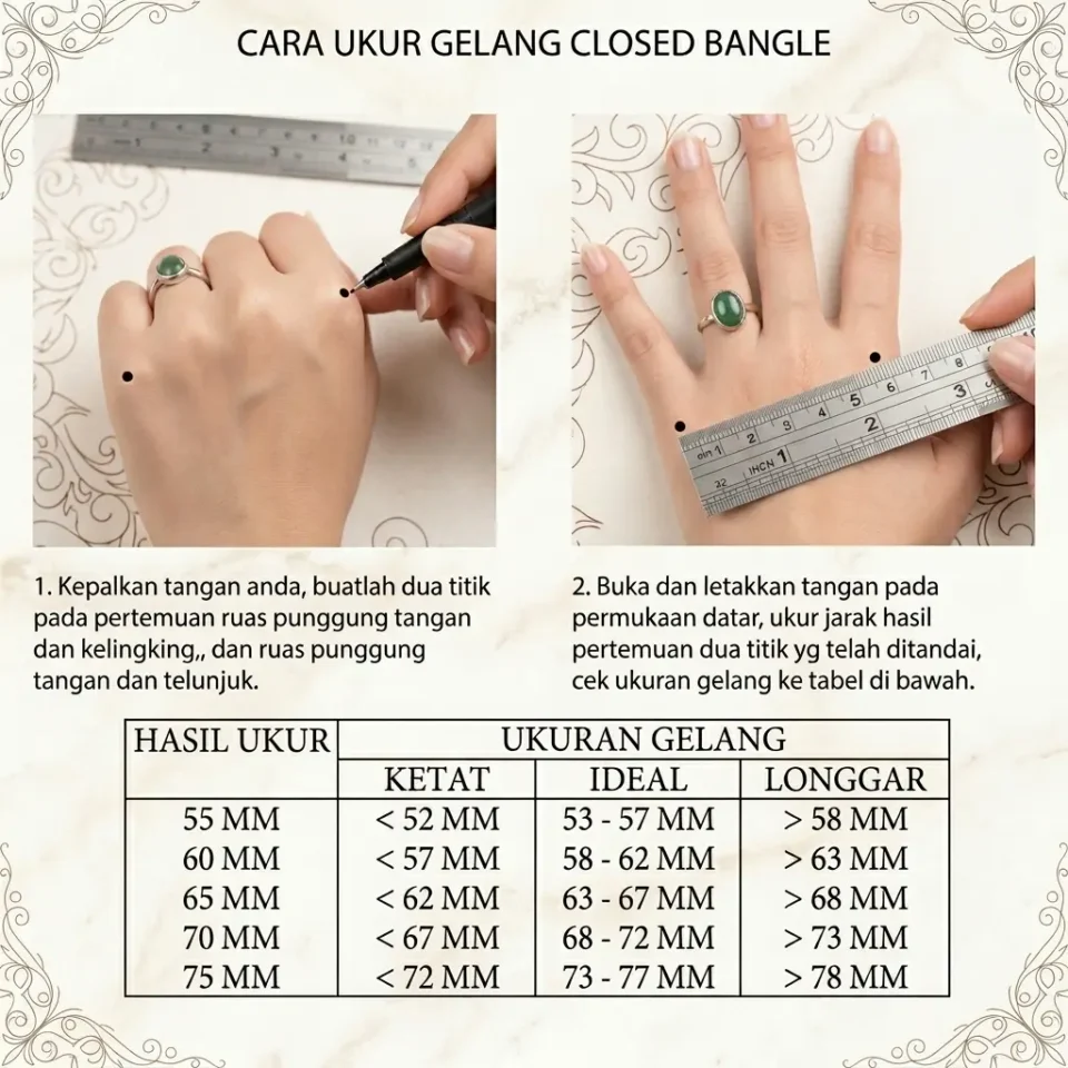 panduan cara mengukur gelang closed bangle