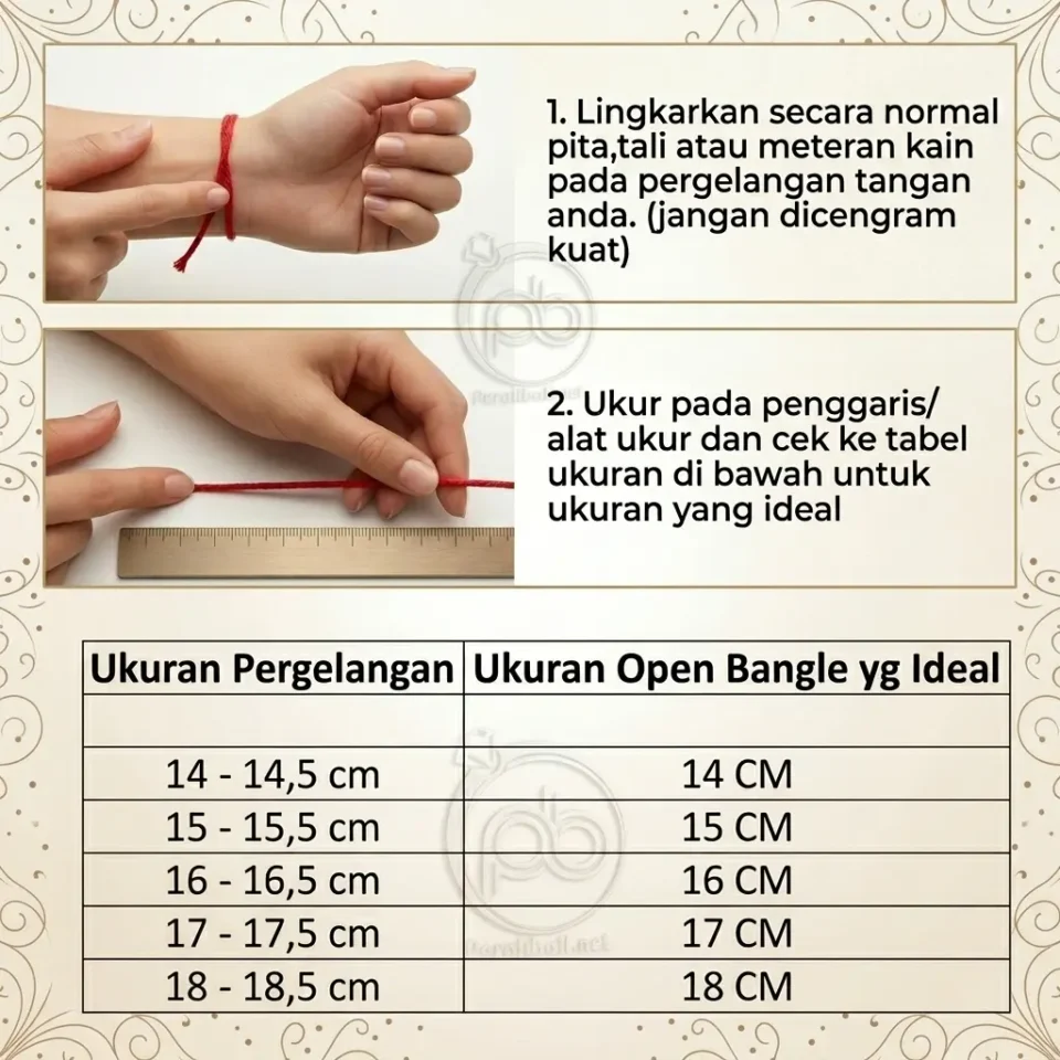 Panduan cara mengukur gelang open bangle