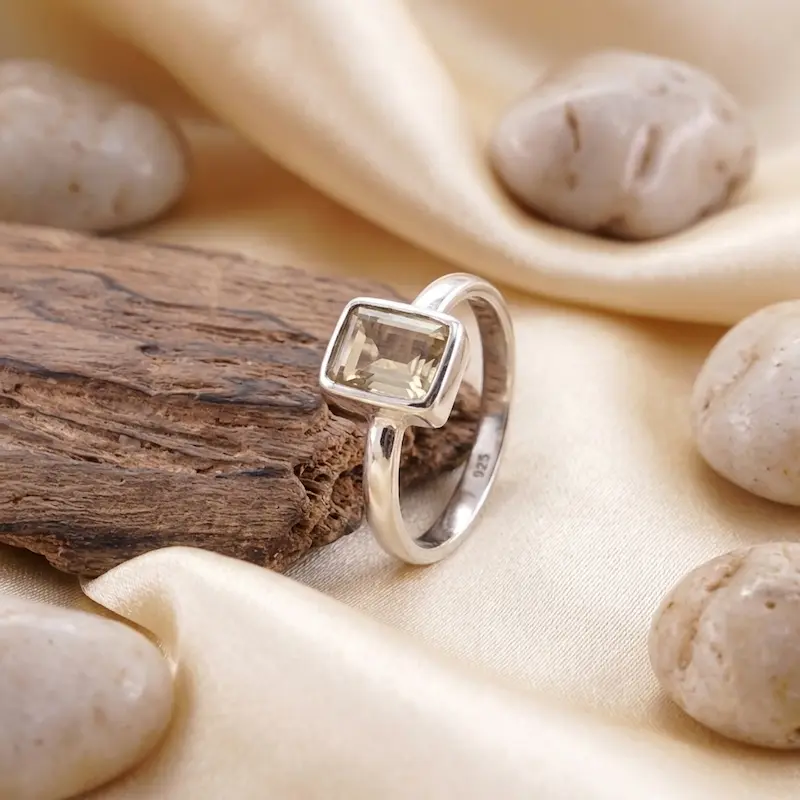 cincin cutting persegi batu citrine kuning