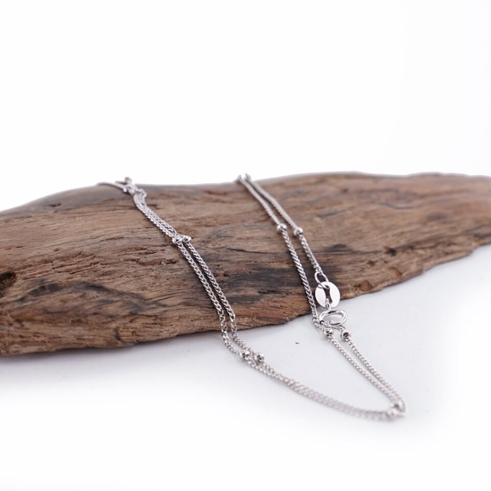 Kalung Lapis Rhodium Wanita Perak 925 Cuban Chain Kombi Jawan